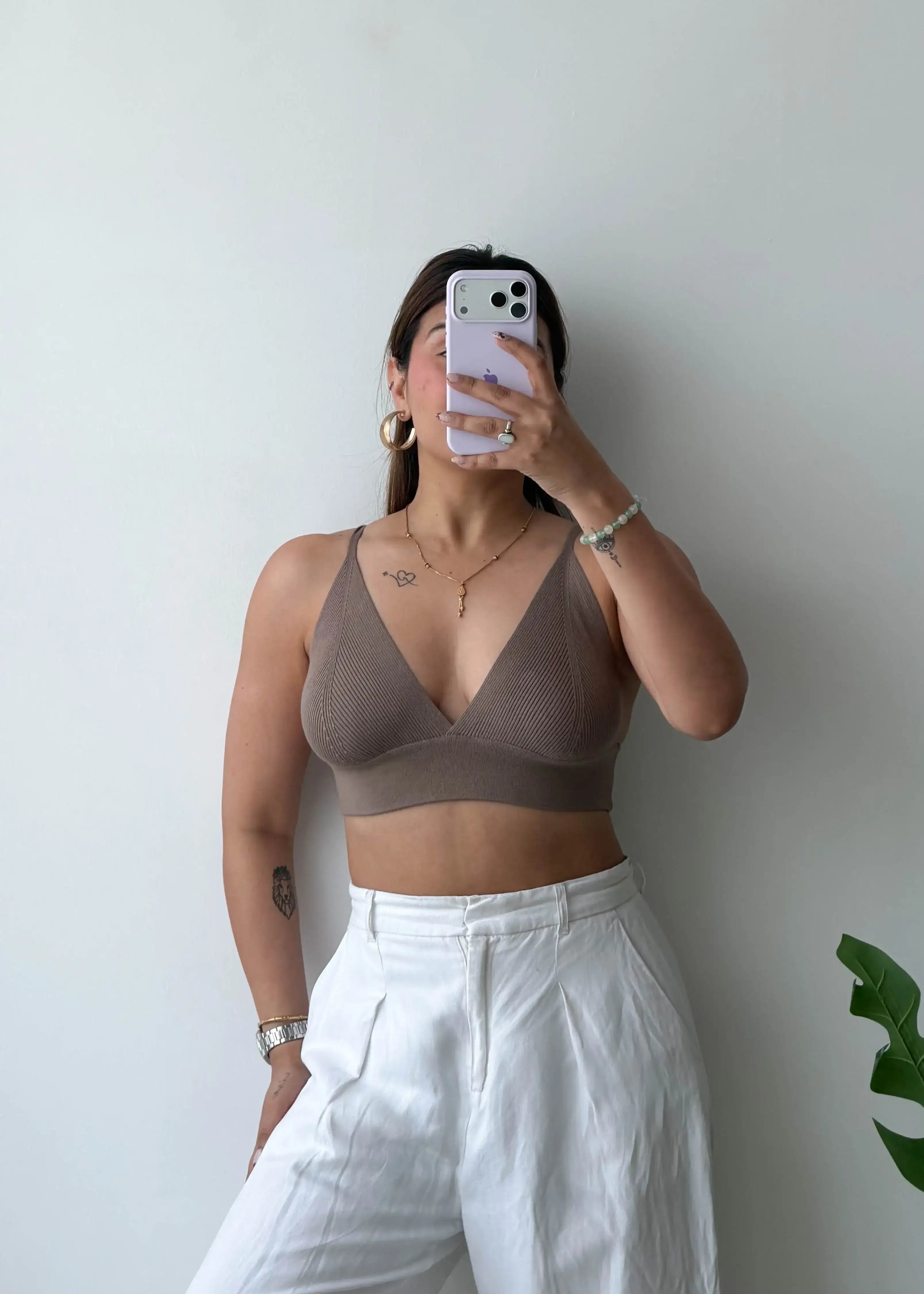 Size S-M, Taupe Seamless Bralette Top