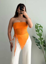 Size S-M, Pretty Orange Tube top - Closet by Payal