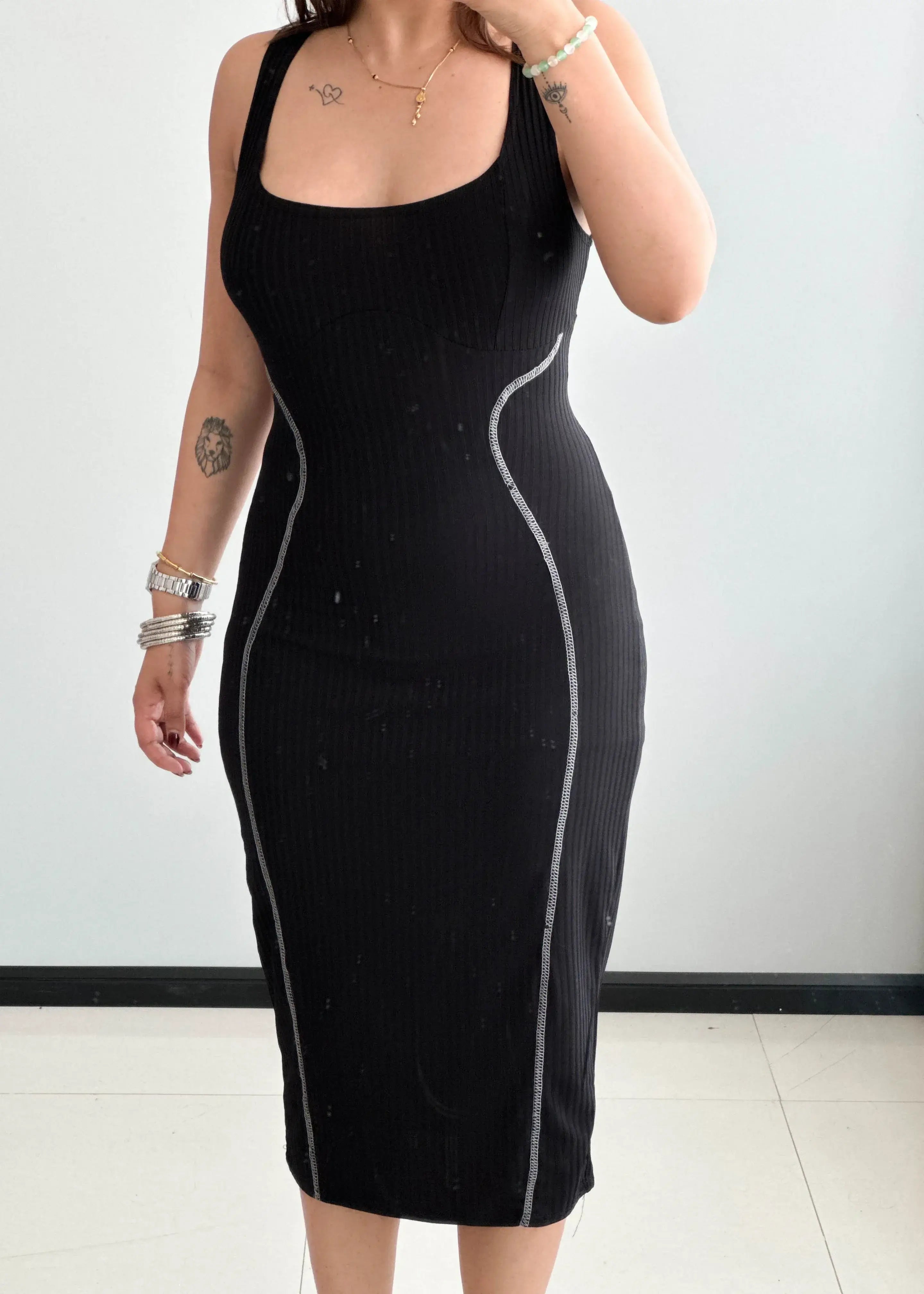 SIZE M-L, Black Bodycon Dress - Closet by Payal