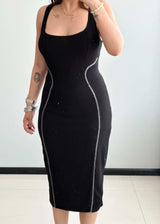 SIZE M-L, Black Bodycon Dress - Closet by Payal