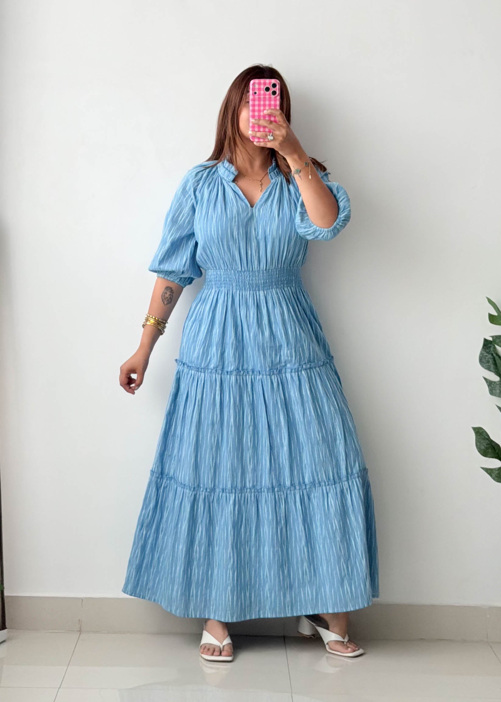 Size S-M Sky Blue Tiered Maxi Dress