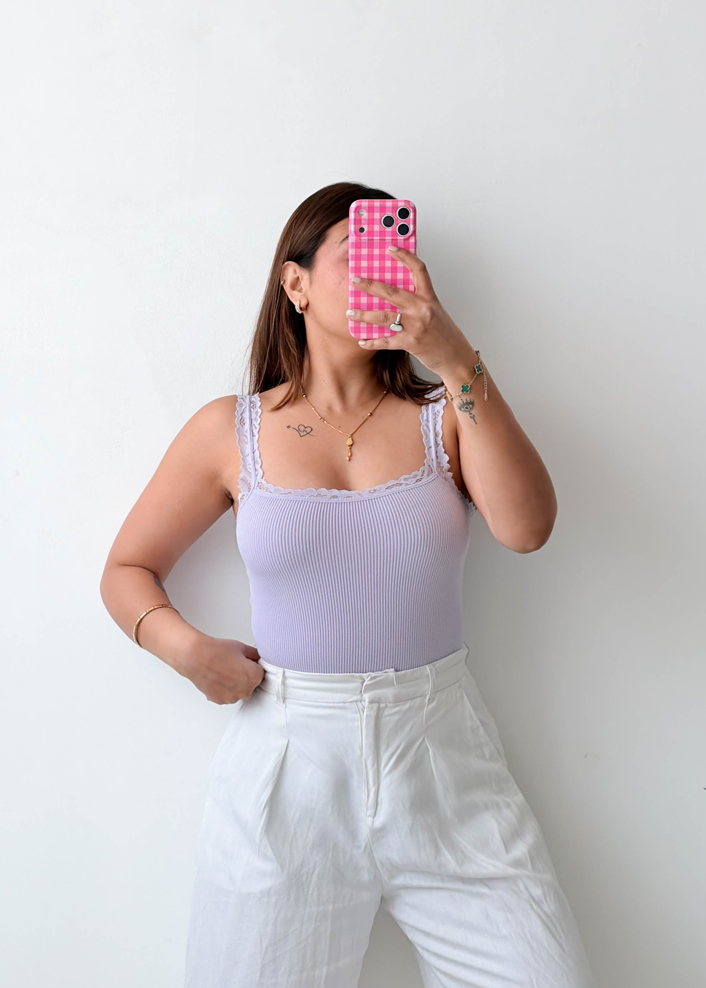 Size XS-S Lilac Lace Trim Bodysuit