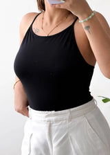 Size M-L, Black Scoop Neck Sleeveless Bodysuit