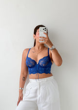 Size S Royal Blue Lace Corset Top
