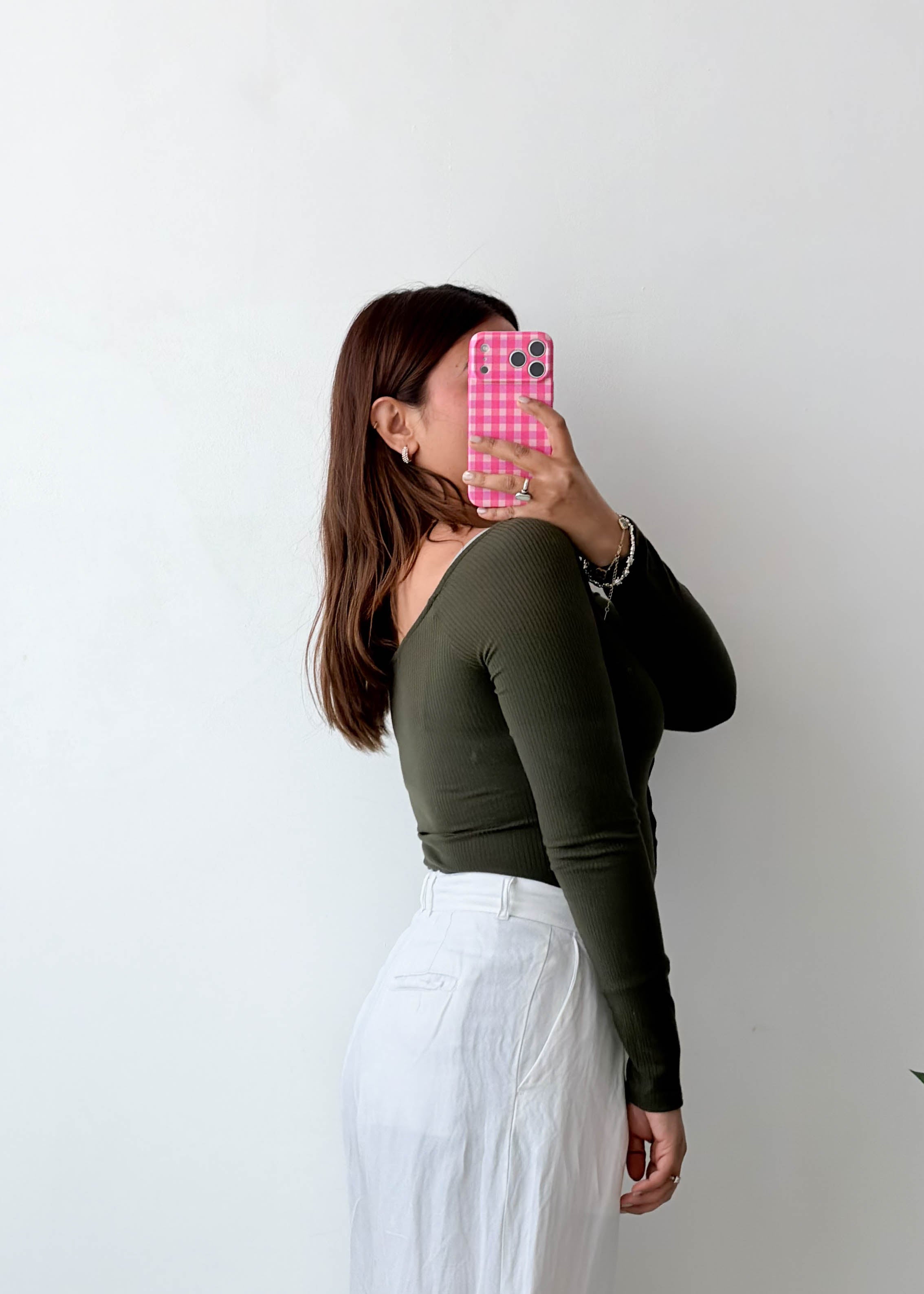 Size S-M Olive Button Front Bodysuit