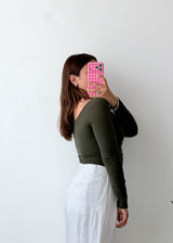Size S-M Olive Button Front Bodysuit