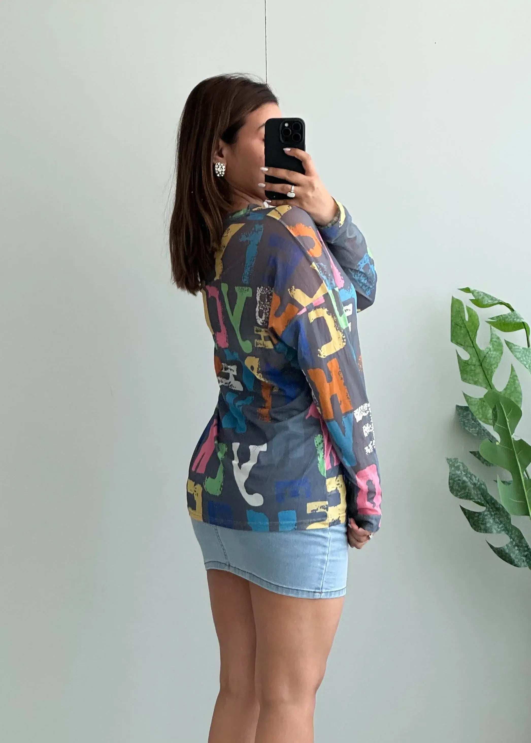 Size L-XL, Colorful Typography Print Street Style Top - Closet by Payal