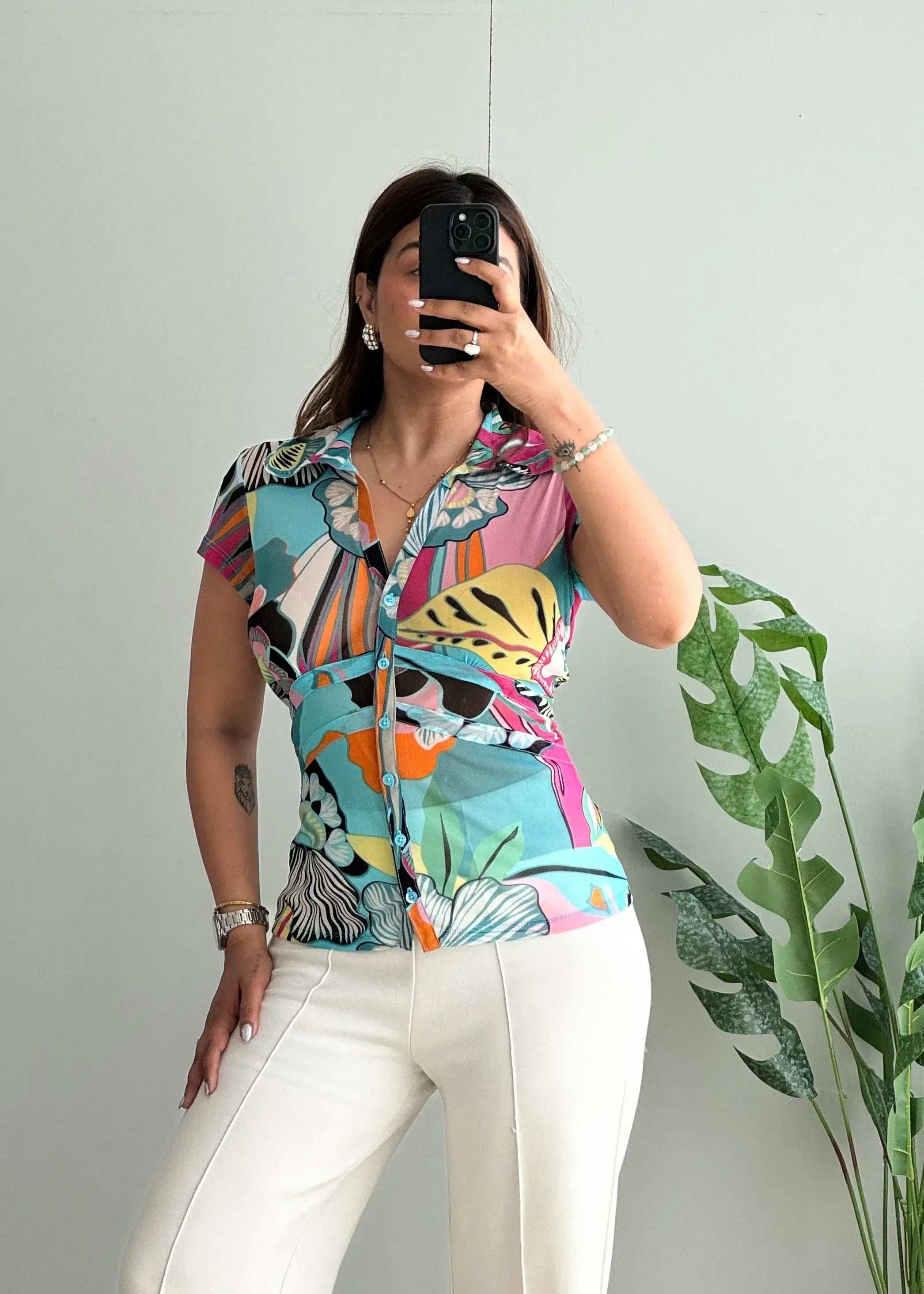 Size S-M, Multicoloured Summer Top - Closet by Payal