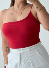 Size M Red One Shoulder Bodysuit