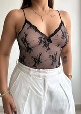 SIZE S-M, Printed Mesh With Lining BodySuit - Closet by Payal