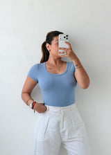 Size XS-S Sky Blue Ribbed Bodysuit