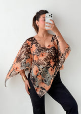 Size XS-M Peach Animal Print Kaftan Top