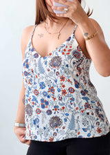 Size S-M White Blue Floral Cami Top