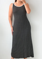 Size M-L Black & White Striped Knit Maxi Dress
