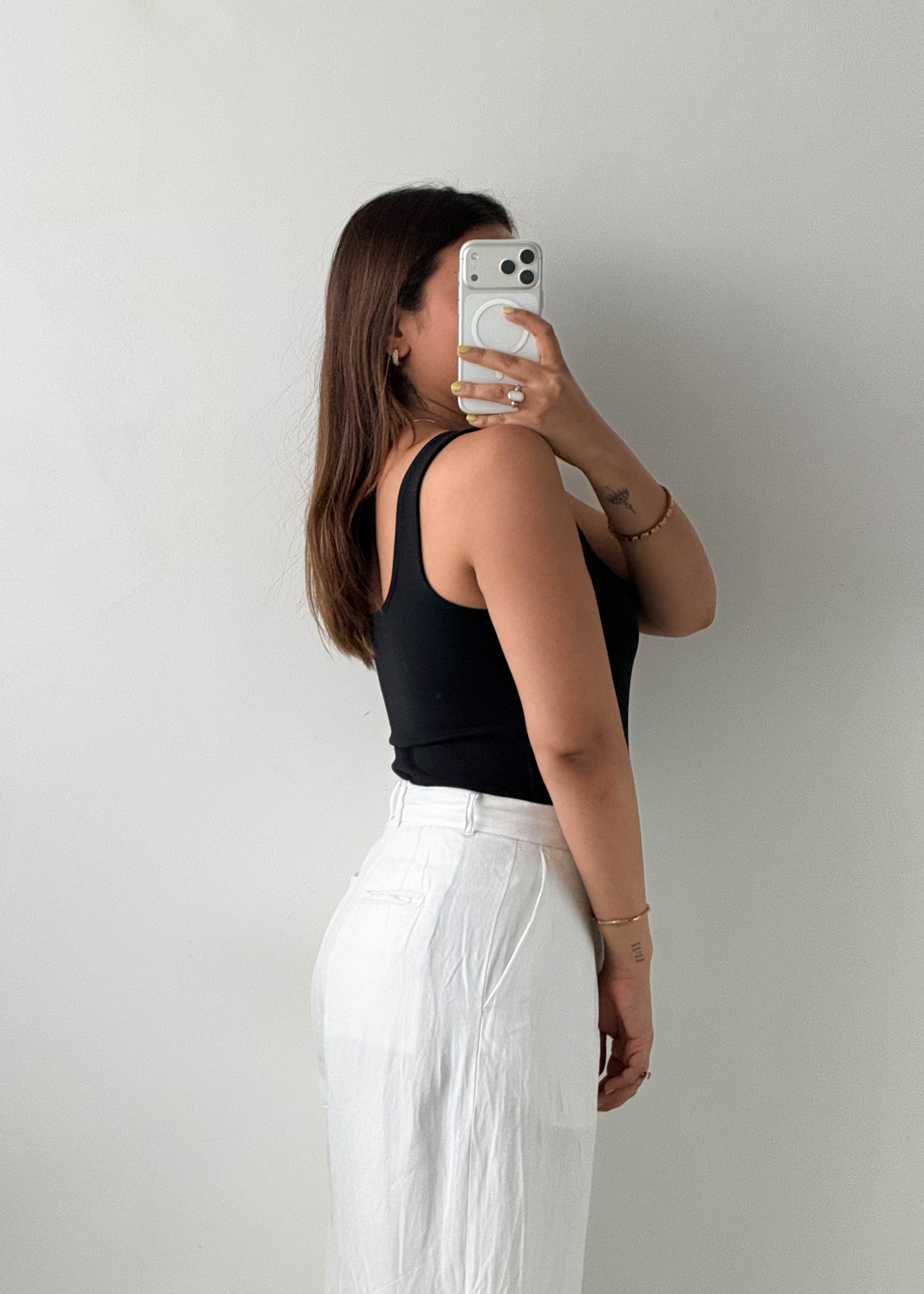 Size L Black Square Neck Bodysuit