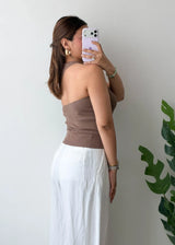 Size M-L, Brown High Neck Tank Top