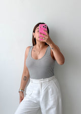Size L Black & White Striped Tank Bodysuit