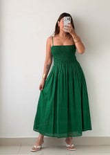 Size S-M Emerald Green Smocked Maxi Dress
