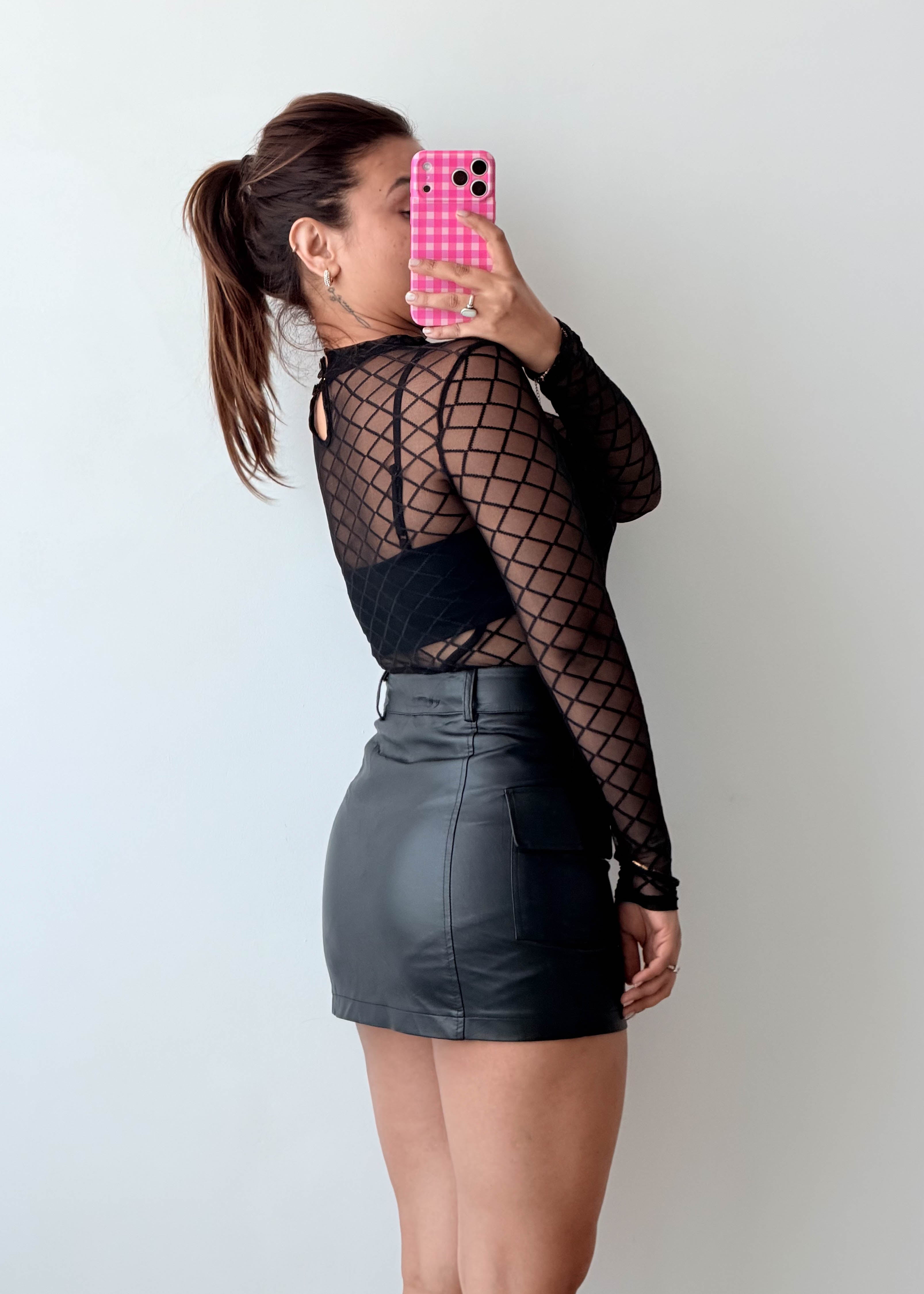 Size XS-S Black Diamond Mesh Bodysuit
