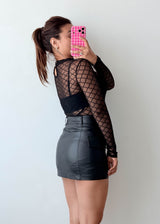Size XS-S Black Diamond Mesh Bodysuit