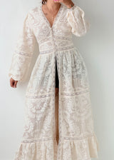 Size M-L White Embroidered Lace Maxi Dress