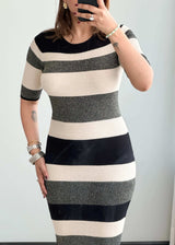 SIZE S-M, Cotton Ribbed Bodycon Dress - Closet by Payal