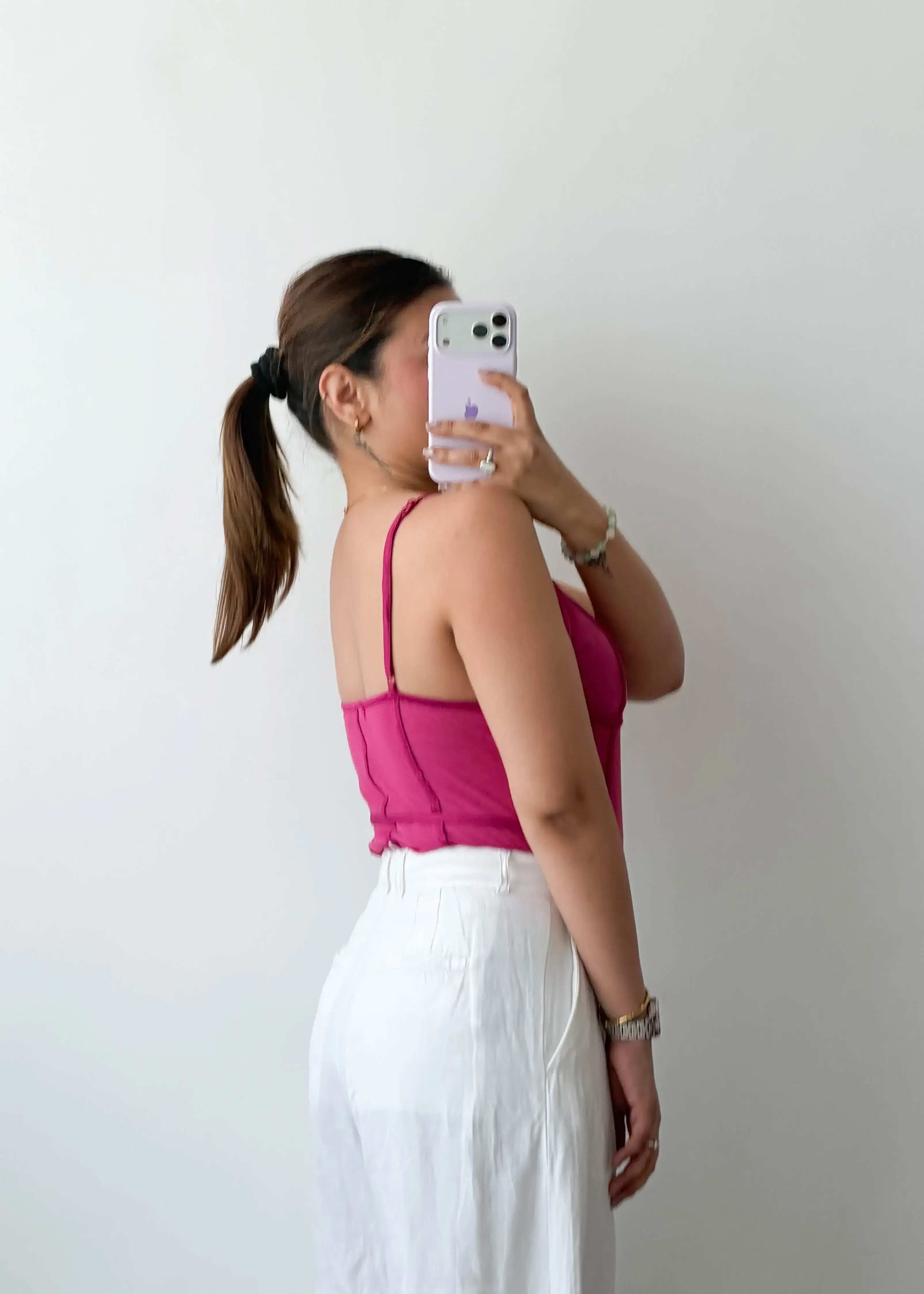 Size L-XL Pink Strappy Corset Bodysuit