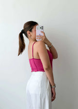 Size L-XL Pink Strappy Corset Bodysuit