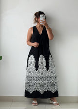 Size XS-S Black Printed Maxi Dress