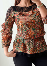 S-M Multicolor Paisley Lace Top