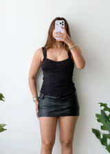 Size S-M, Black Square Neck Shimmer Top