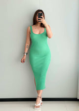 SIZE M-L, Green Bodycon Dress - Closet by Payal