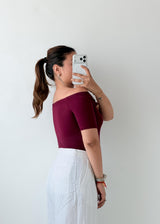 Size S-M Wine Off-Shoulder Bodysuit