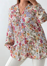 Size M-L White Floral Peplum Blouse