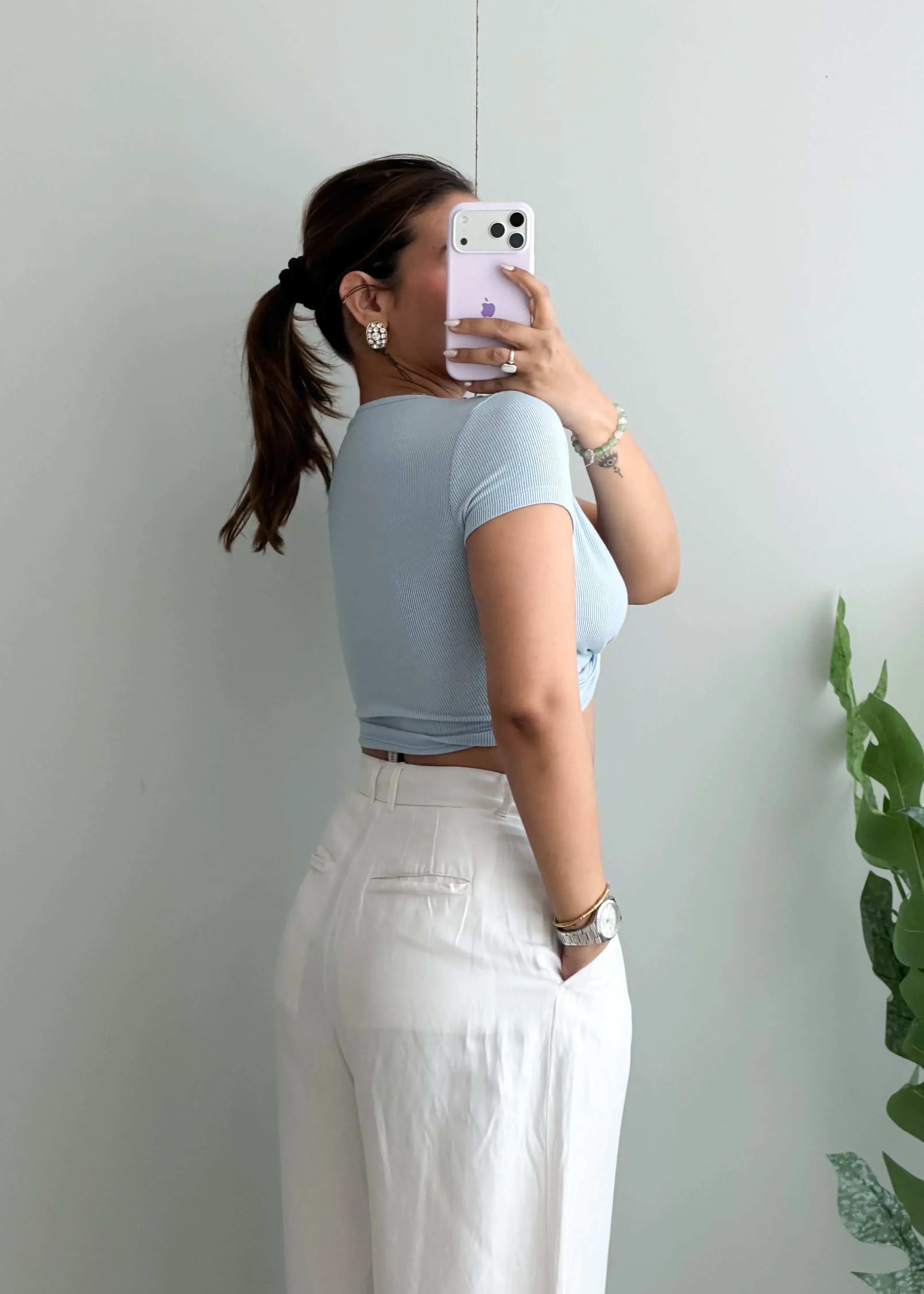Size XS-S, Blue Twist Front Crop Top - Closet by Payal