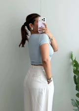 Size XS-S, Blue Twist Front Crop Top - Closet by Payal