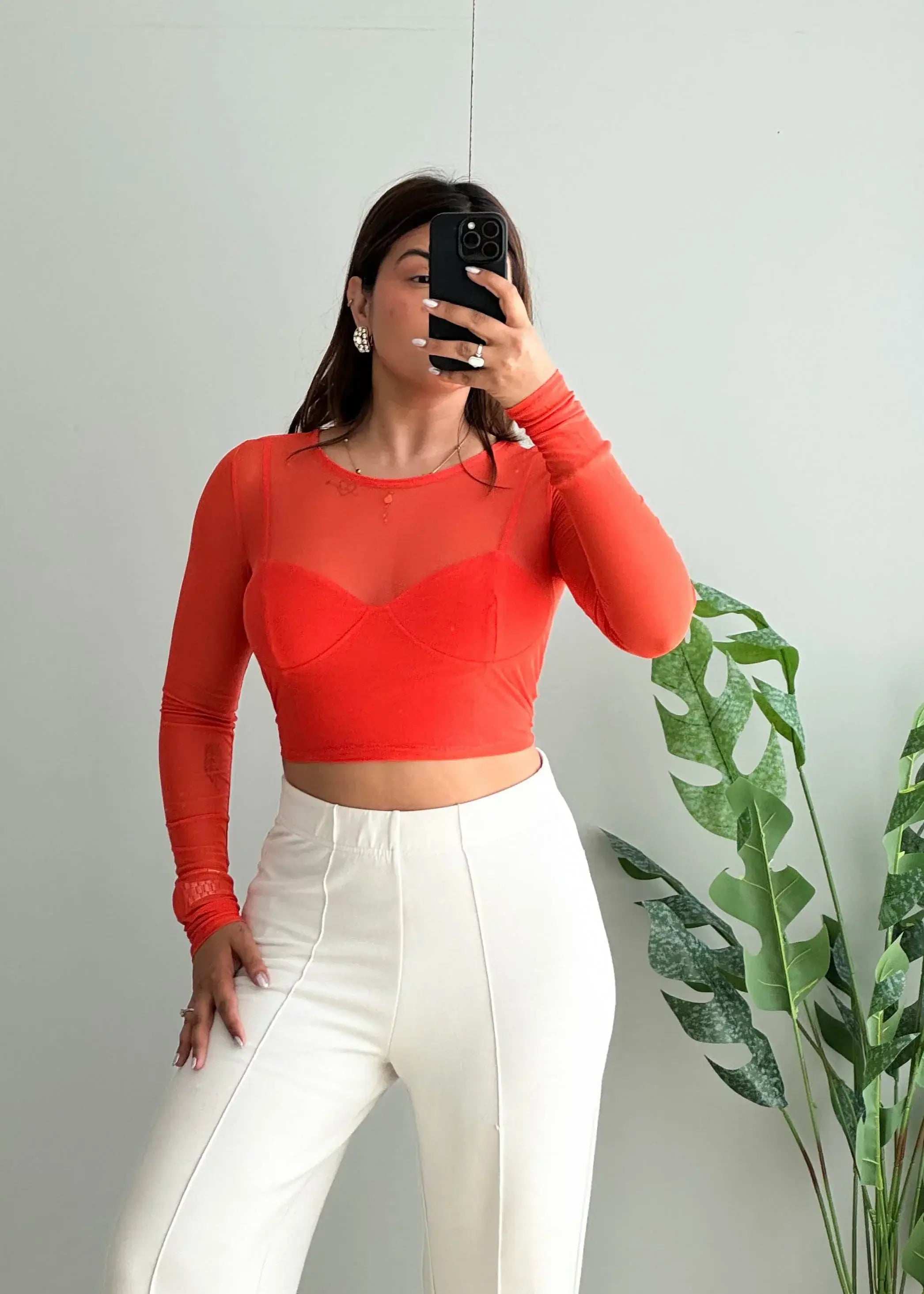 Size M-L, Meshy Crop Top With Lining top inside - Closet by Payal