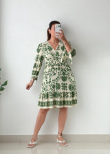 Size S & M Green Floral Printed Mini Dress