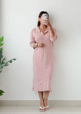 Size XL-XXL Blush Pink Polo Knit Maxi Dress