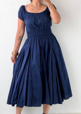 Size M-L Navy Fit & Flare Midi Dress