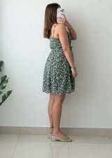 Size S-M, Green Floral Mini Dress