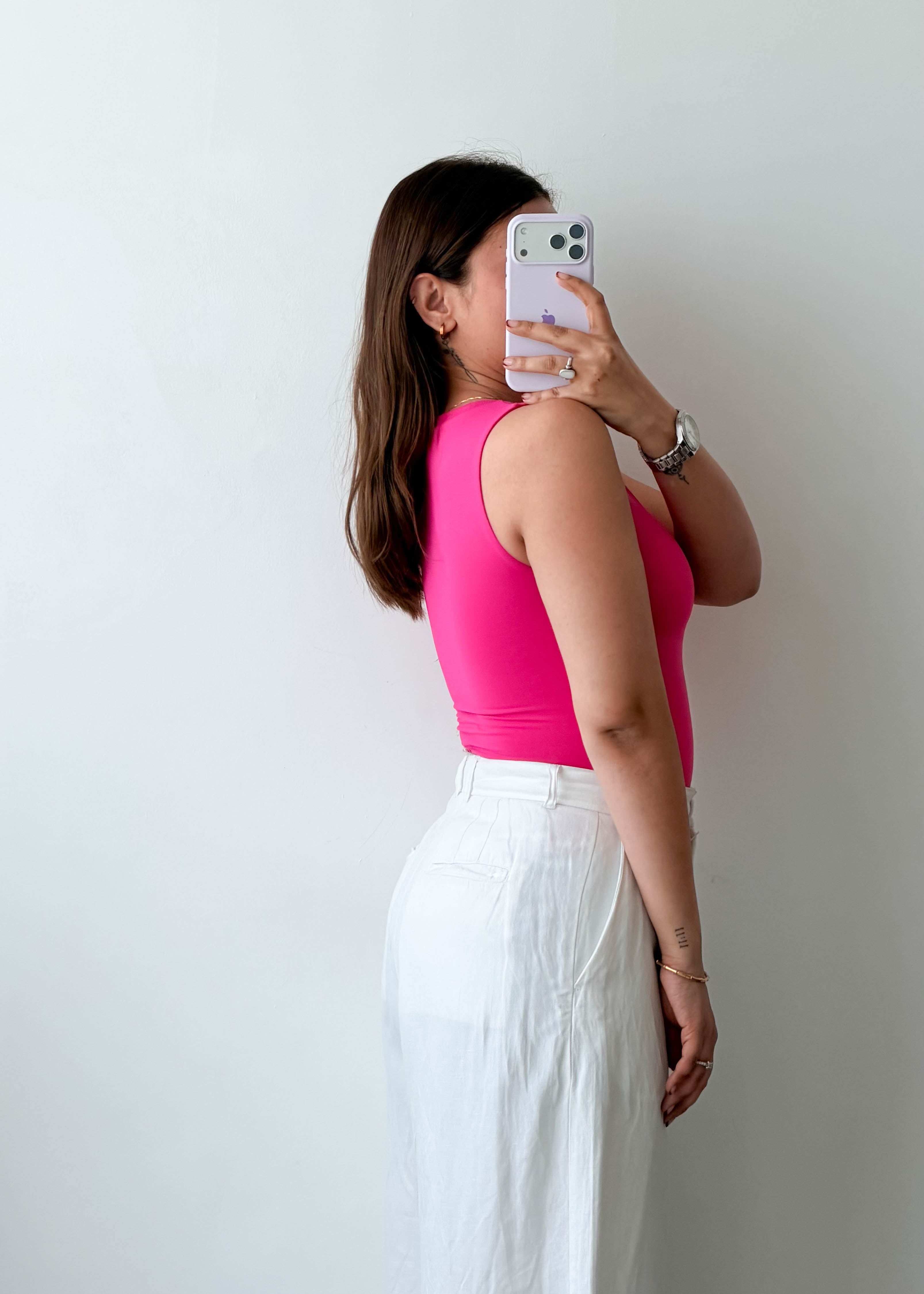 Size XS Hot Pink High Neck Bodysuit