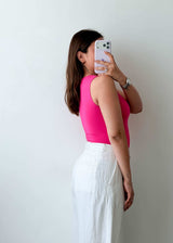 Size XS Hot Pink High Neck Bodysuit