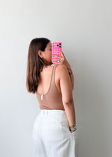 Size L-XL Mocha Scoop Neck Bodysuit