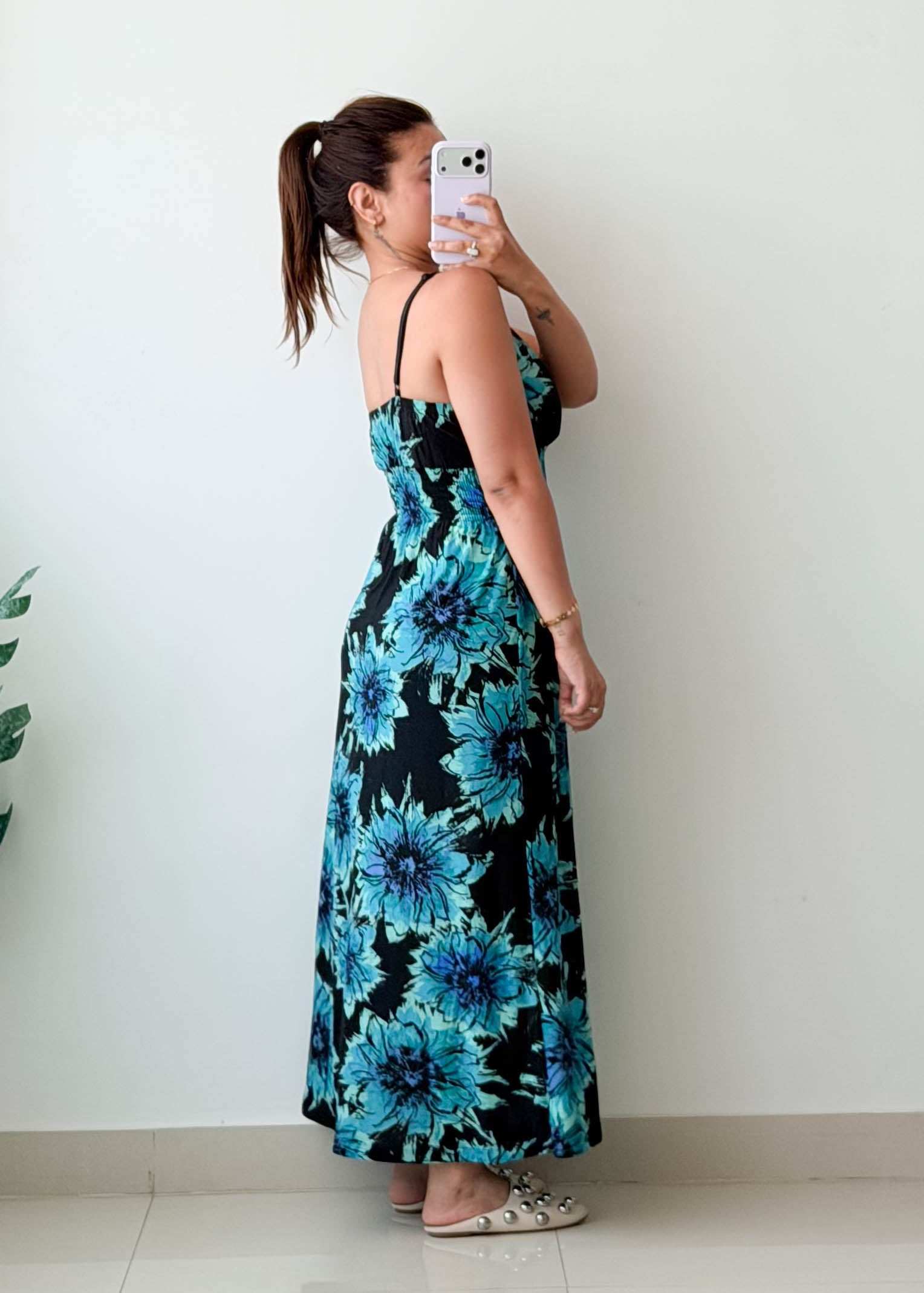 Size S-M Blue Floral Maxi Dress