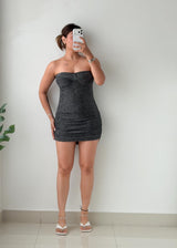 Size XS-S Charcoal Ruched Mini Dress