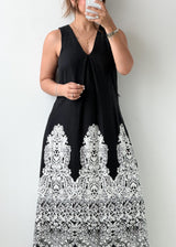 Size XS-S Black Printed Maxi Dress
