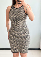 SIZE S-M, Printed Ribbed Bodycon Dress - Closet by Payal
