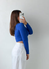 Size S-M Royal Blue Square Neck Crop Top