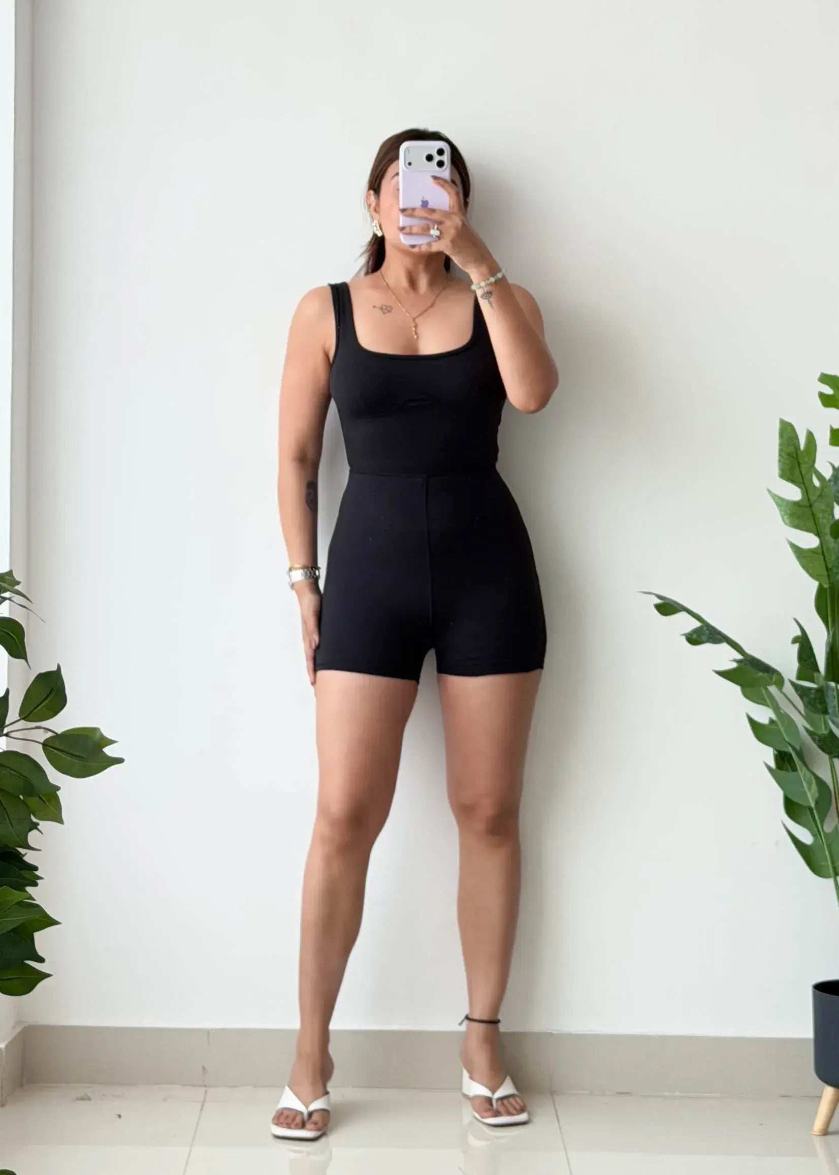 Size XS-S, Black Sleeveless Playsuit - Closet by Payal